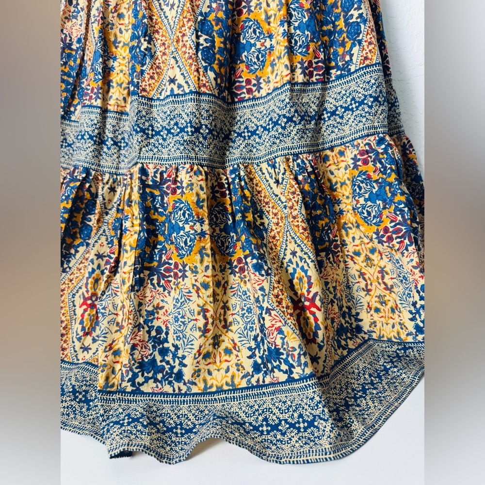 Caroline Constas Tiered Maxi Dress Small Smocked Pockets Cotton Cottagecore Boho - Picture 2 of 11